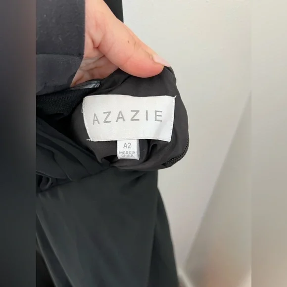 Azazie Black Open Back V Neck Dress A2 - Picture 7 of 7